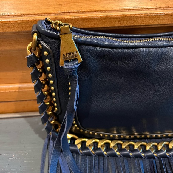 *SOLD* Aimee Kestenberg Take Me Out Fringe Crossbody Shoulder Bag - Deep Indigo - Picture 7 of 16